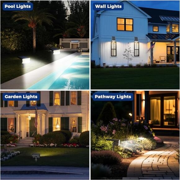 Solar outdoor lights waterproof 60 LED landscape spotlight garden pathway yard - Picture 6 of 7